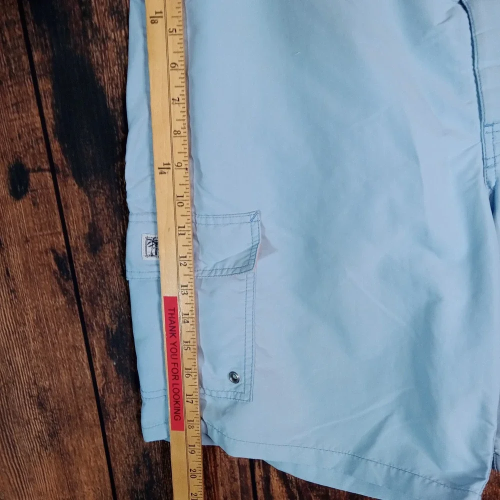 Polo Ralph Lauren Mens Swim Trunks Light Blue Cargo Pocket Board Shorts Large